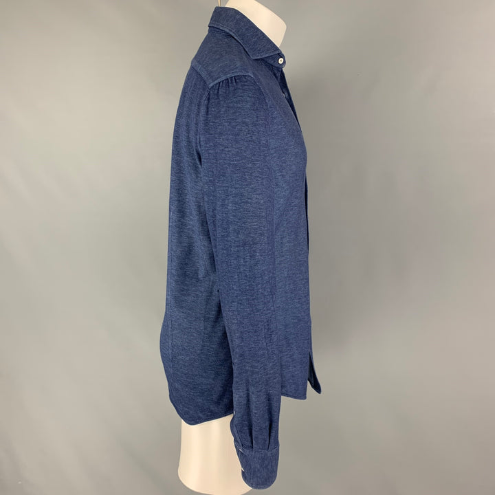 BRUNELLO CUCINELLI Taille S Chemise à manches longues boutonnée en coton bleu