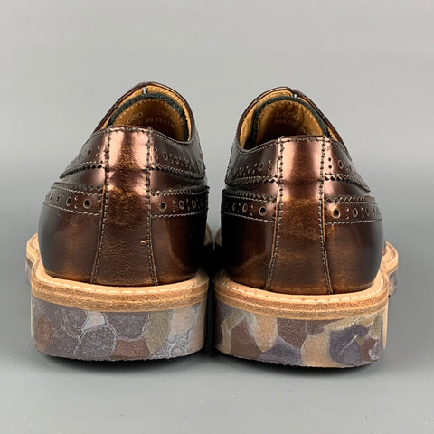 PAUL SMITH Size 7.5 Copper Leather Perforated Wingtip Shoes