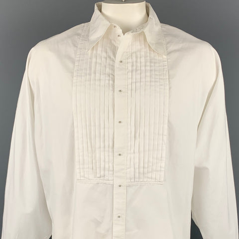 Vintage JEAN PAUL GAULTIER Size XL White Cotton Wing Sleeve Pleated Long Sleeve Shirt