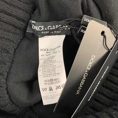 DOLCE &amp; GABBANA Gorro bufanda con capucha en mezcla de lana y lentejuelas de punto negro