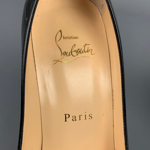 CHRISTIAN LOUBOUTIN Decollete 554 Size 8 Black Patent Leather Pumps