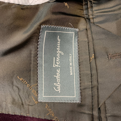 SALVATORE FERRAGAMO Size 38 Purple & Tan Print Wool / Silk Sport Coat