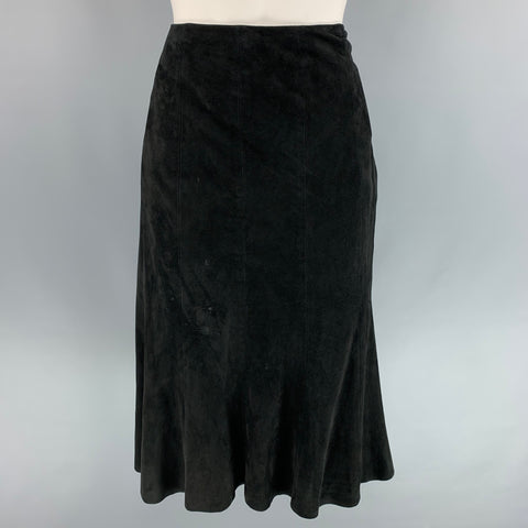 RALPH LAUREN Black Label Size 10 Black Suede Mid-Calf Tulip Skirt