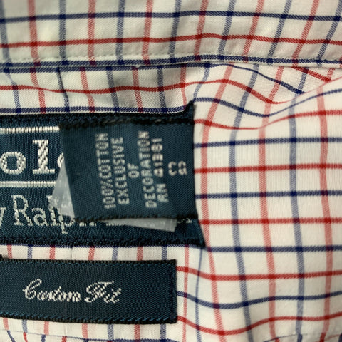 POLO by RALPH LAUREN Size L White, Red &  Blue Checkered Cotton Long Sleeve Shirt