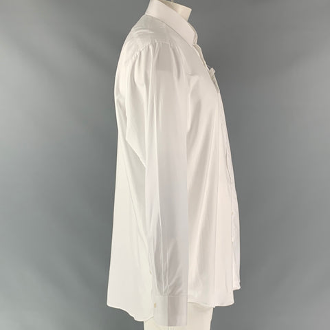 SAKS FIFTH AVENUE Size XXL White Solid Cotton Button Up Long Sleeve Shirt