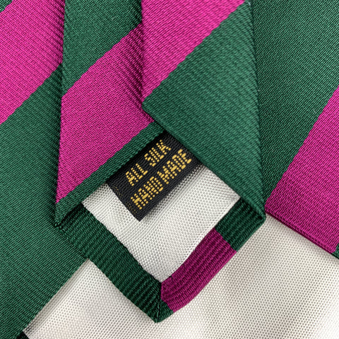 BEN SILVER Stripe Green & Purple Silk Tie