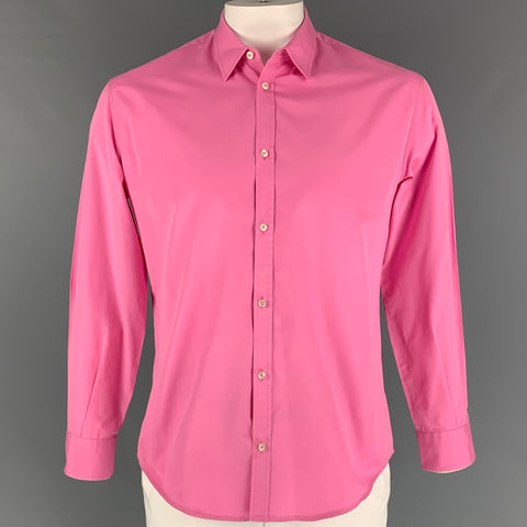 DSQUARED2 Size L Pink Cotton Button Up Long Sleeve Shirt