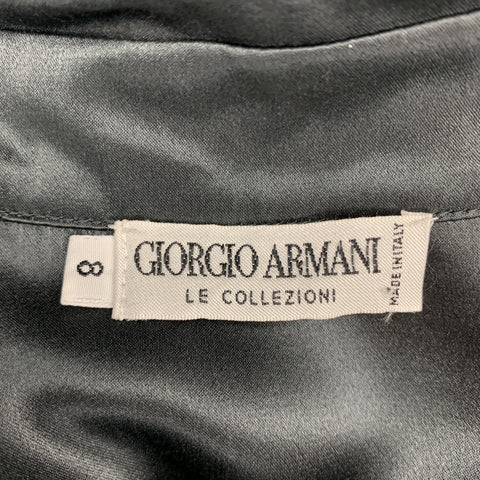 GIORGIO ARMANI Size 8 Charcoal Silk Satin Blouse