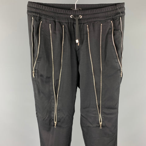 JOHN RICHMOND Size M Black Polyester Blend Elastic Waistband Sweatpants