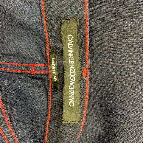 CALVIN KLEIN 205W39NYC by RAF SIMONS Size 32 Navy Contrast Stitch Cotton Zip Fly Jeans