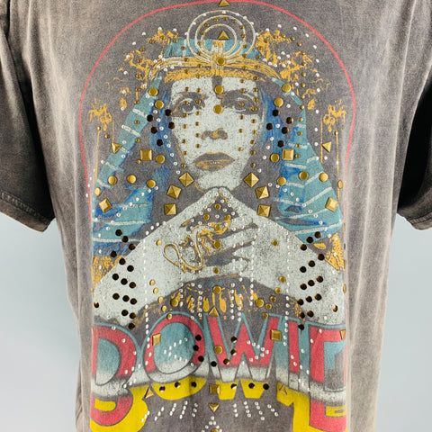 LUCKY BRAND T-shirt à col rond en coton noir pour concert de rock, taille XL