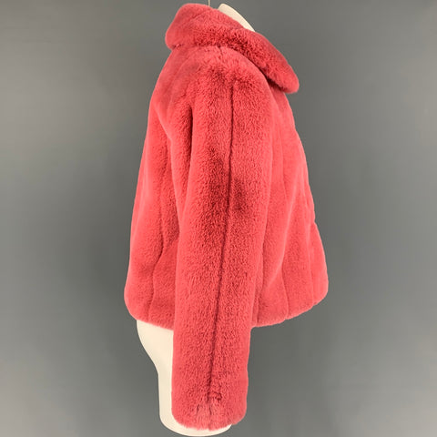 ALICE + OLIVIA Chaqueta de piel sintética texturizada de poliéster rosa talla XS