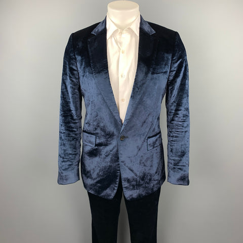 PAUL SMITH Size 38 Navy Velvet Notch Lapel Suit