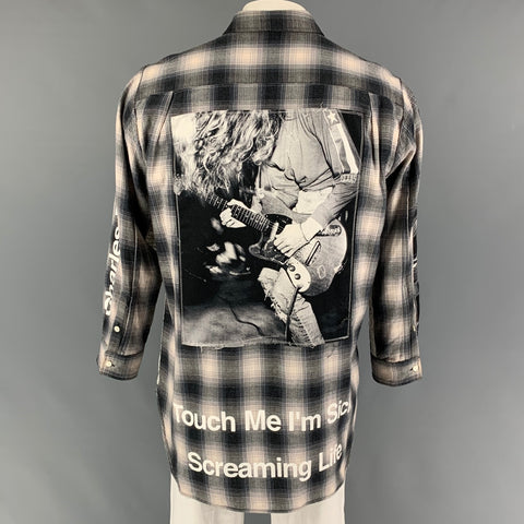 TAKAHIROMOIYASHITA Size One Size Grey Cream Plaid Oversized Long Sleeve Shirt