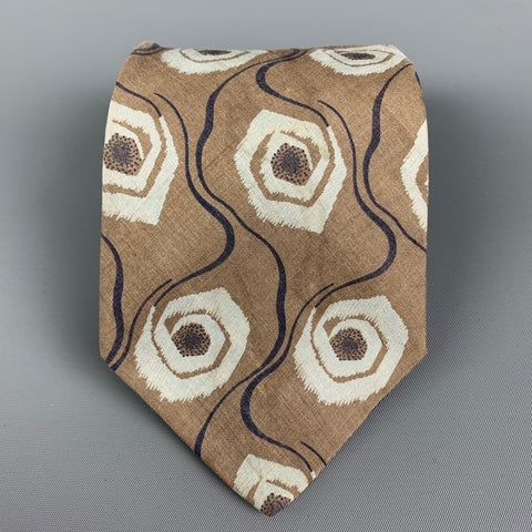 GIORGIO ARMANI Khaki Abstract Silk Tie