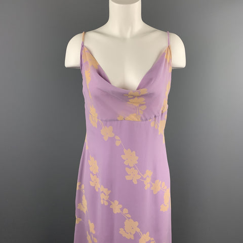 MIMMINA Taille 8 Robe à bretelles spaghetti en mélange d'acétate floral lilas