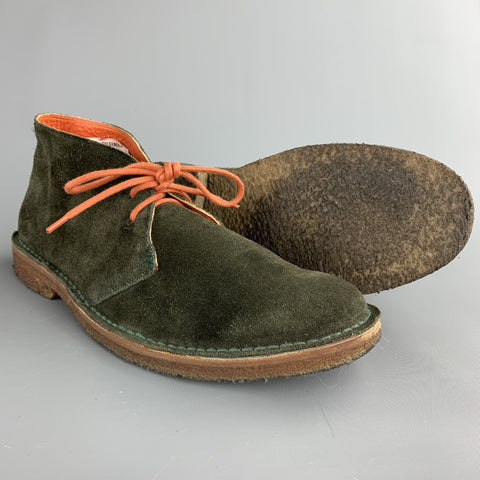 RALPH LAUREN Size 8.5 Forest Green Suede Lace Up Boots