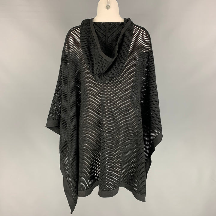 RALPH LAUREN Collection Size S Black Knit See Through Hooded Cape