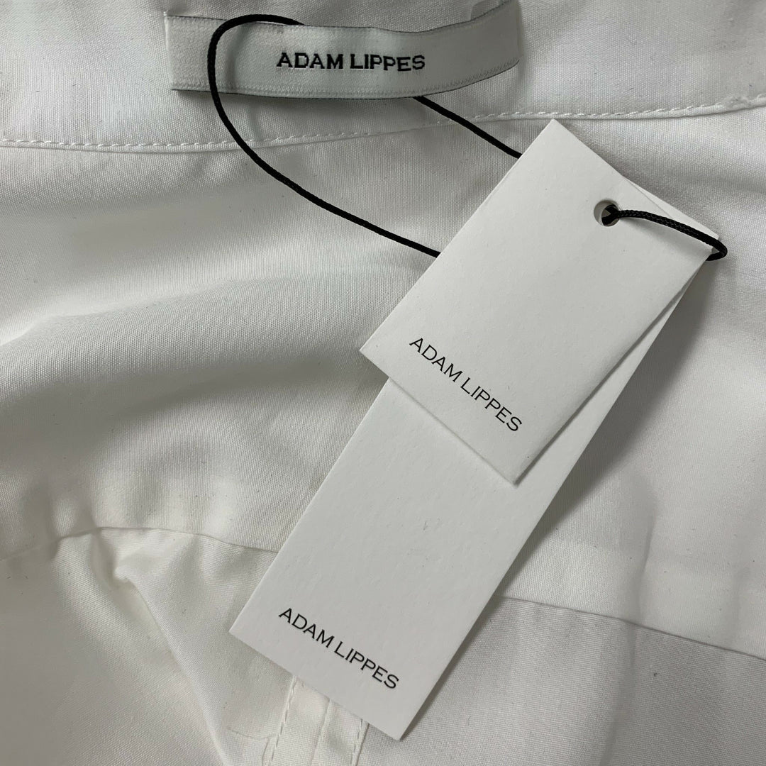 ADAM LIPPES Size XL White Solid Cotton Button Up Long Sleeve Shirt