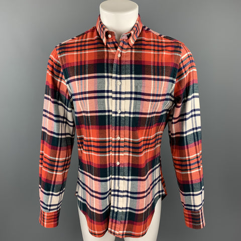 GITMAN VINTAGE Size M Red White Blue Plaid Brushed Cotton Long Sleeve Shirt