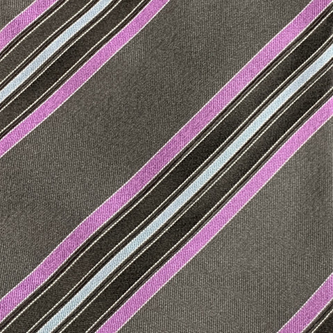 MASSIMO BIZZOCCHI Grey Purple Stripe Silk Tie