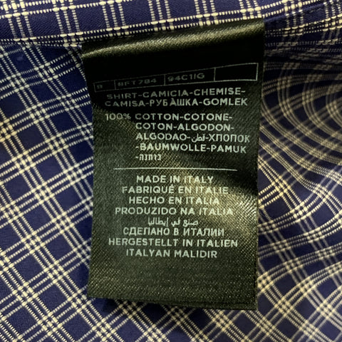 TOM FORD Size S Navy & White Plaid Cotton Button Up Long Sleeve Shirt