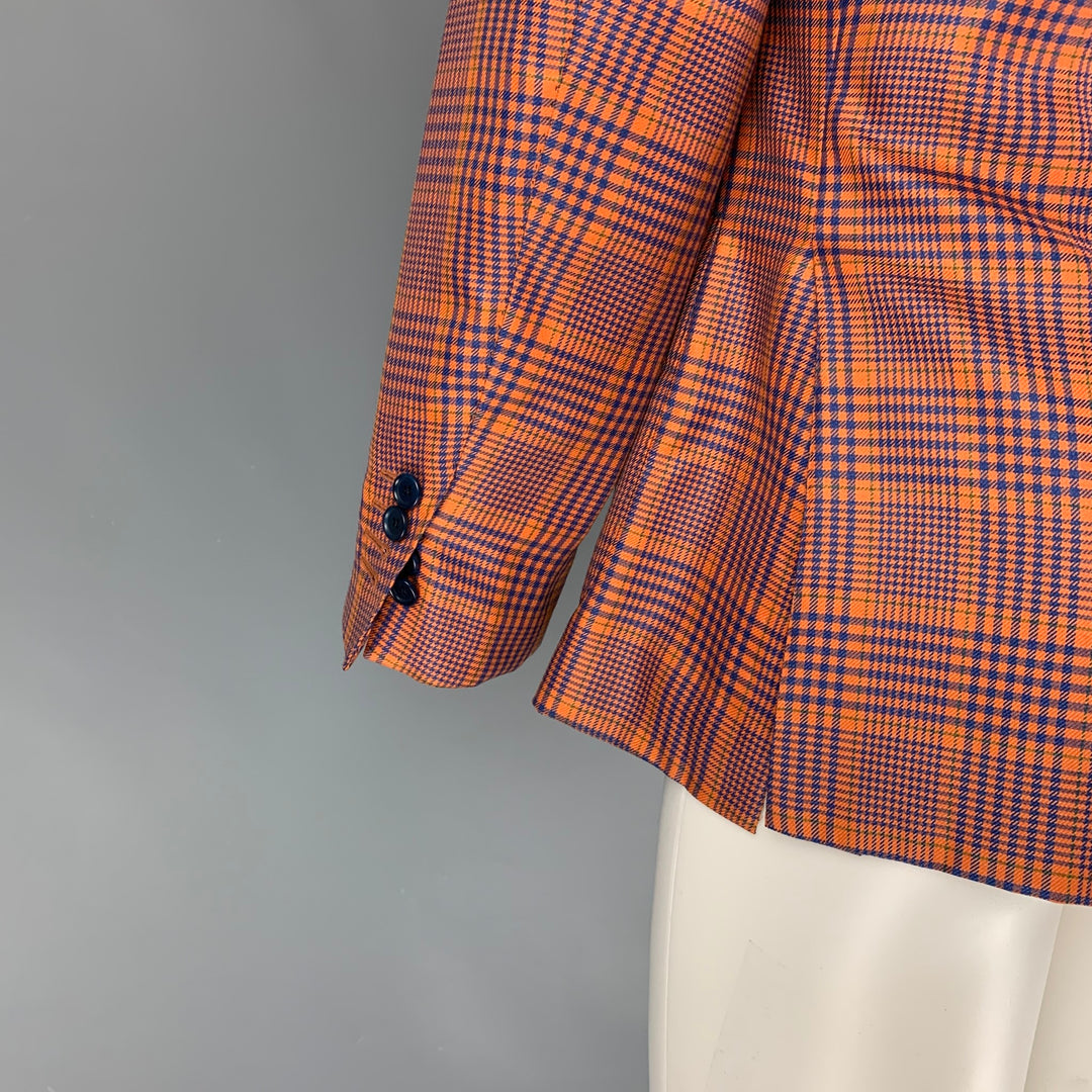 SARTORIA PARTENOPEA Talla 38 Abrigo deportivo con solapa de pico y pata de gallo azul naranja