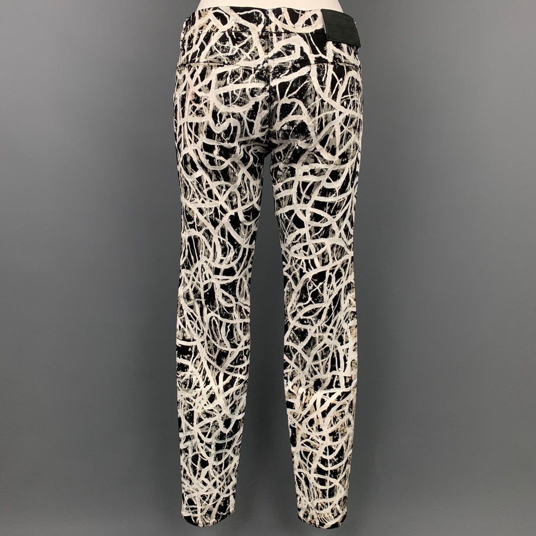 PROENZA SCHOULER for J BRAND Size 28 Black & White Painted Cotton Blend Jeans