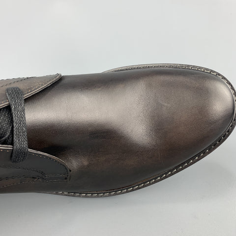 JOHN VARVATOS Talla 12 Botas con cordones de cuero macizo negro con suela de goma