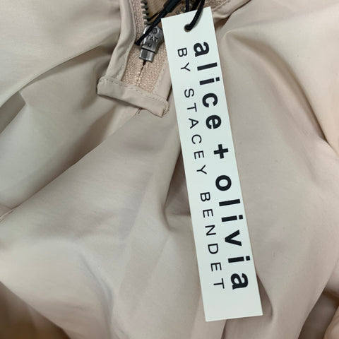 ALICE + OLIVIA Size 8 Beige Red Silk Embellishment Circle Skirt