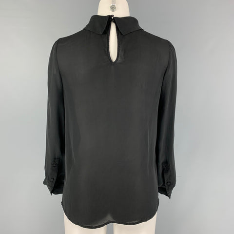 JOIE Size XS Black Silk High Collar Blouse