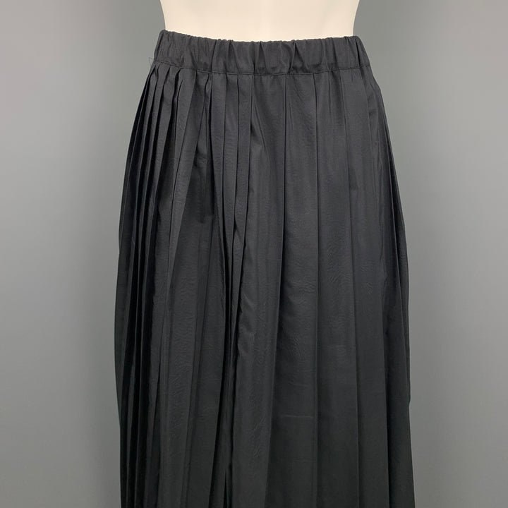 SARA LANZI Size M Black Pleated Wool / Silk Long Skirt