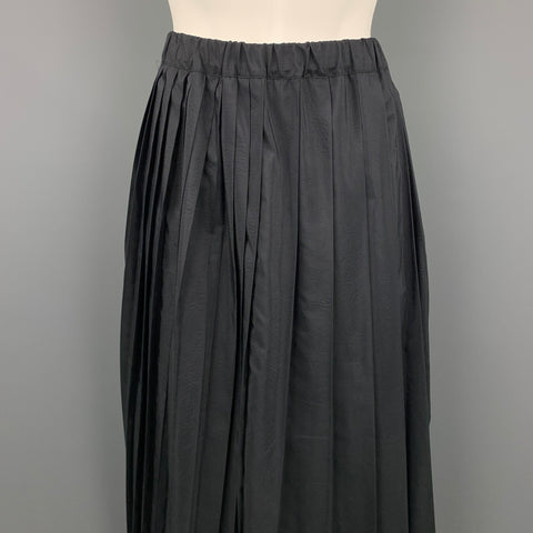 SARA LANZI Taille M Jupe longue plissée en laine/soie noire