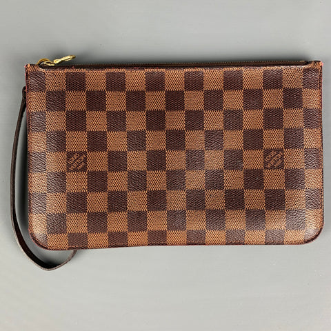 LOUIS VUITTON Brown Beige Damier Ebene Neverfull MM HM Pochette