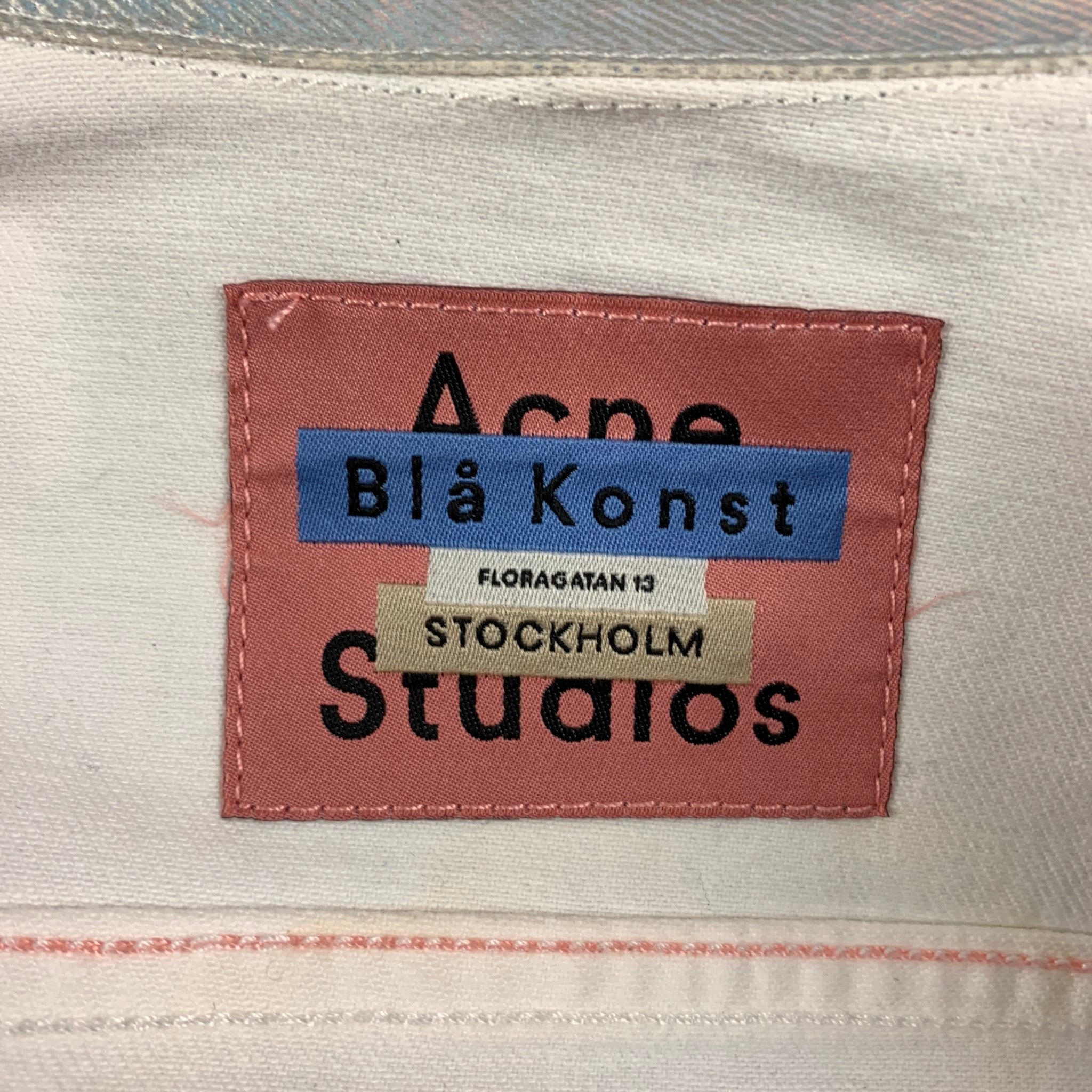 ACNE STUDIOS Size 36 Silver Holographic Cotton Trucker Jacket