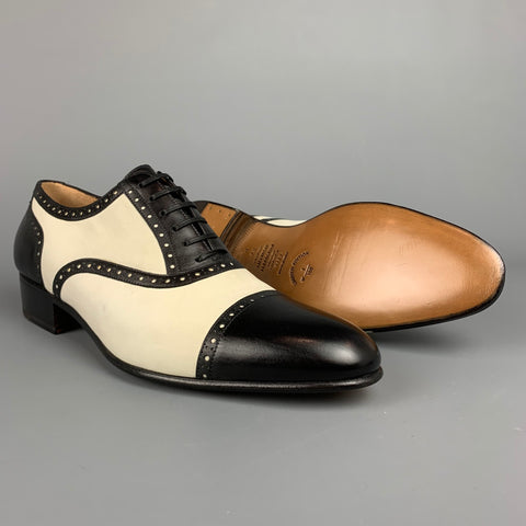 SALVATORE FERRAGAMO Édition Limitée No.1/100 Taille 8.5 Chaussures en cuir bicolore ivoire et noir
