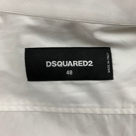 DSQUARED2 Size S White Cotton Hidden Placket Long Sleeve Shirt