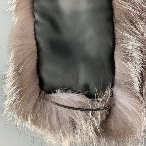 VINTAGE Silver Grey Fur Scarf