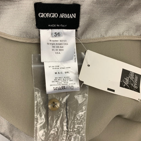 GIORGIO ARMANI Taille 0 Pantalon habillé à jambe large en soie grise