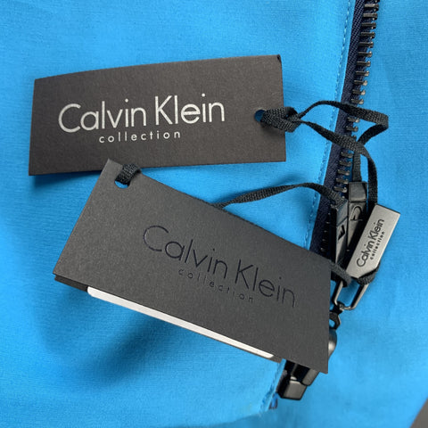 CALVIN KLEIN COLLECTION Size 44 Aqua Print Polyester Reversible Jacket