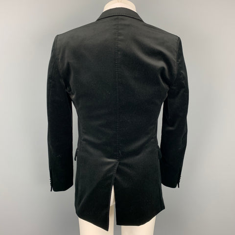 D&G by DOLCE & GABBANA Size 38 Black Velvet Peak Lapel Sport Coat