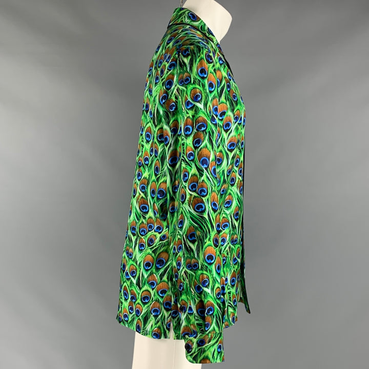 DOLCE &amp; GABBANA Camisa de manga larga de seda multicolor verde talla M