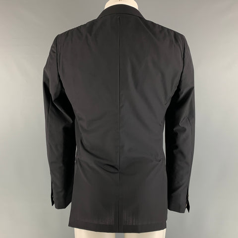 CoSTUME NATIONAL Talla 40 Abrigo deportivo con solapa de muesca de seda y lana lisa negra