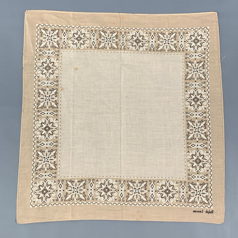 RALPH LAUREN Khaki White Print Pocket Square