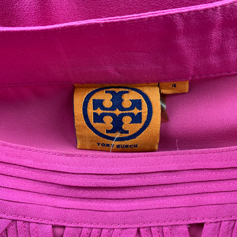 TORY BURCH Size 4 Pink Silk Boat Neck Sheath Dress