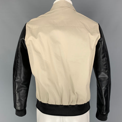 DSQUARED2 Size 38 Khaki & Black Cotton Leather Ruffle Jacket