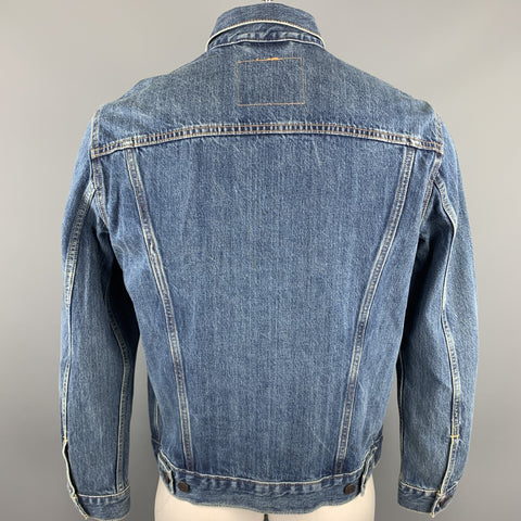 LEVI'S Size L Indigo Contrast Stitch Denim Trucker Jacket