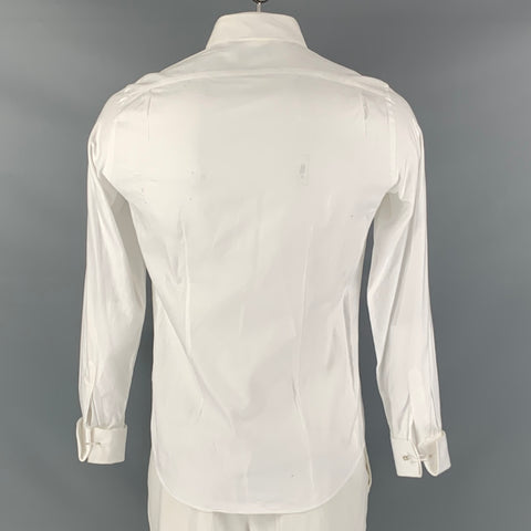 PAUL SMITH Size L White Pique Cotton Tuxedo Long Sleeve Shirt