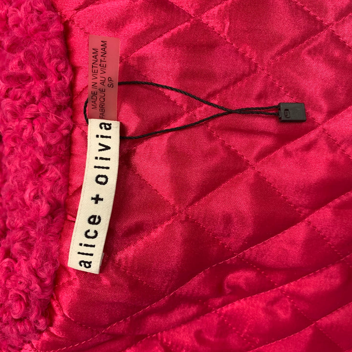ALICE + OLIVIA Size S Pink Polyester Textured Shawl Collar Coat