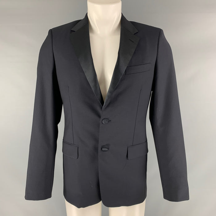 PRADA Size 38 Regular Navy Solid Wool Mohair Notch Lapel Sport Coat